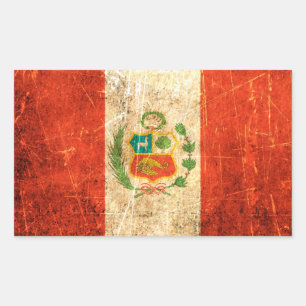 Sticker Rectangulaire Drapeau péruvien Vintage rayé et usé