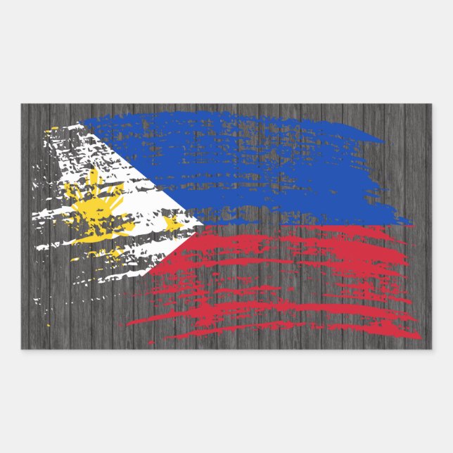 Sticker Rectangulaire Drapeau philippin cool (Devant)