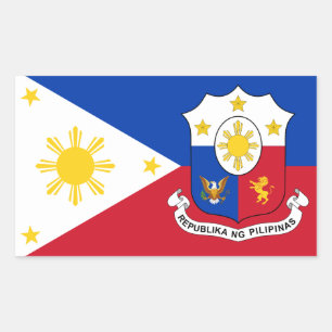 Sticker Rectangulaire Drapeau philippin et armoiries des Philippines
