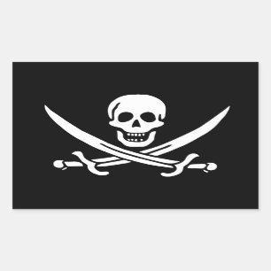 Sticker Rectangulaire Drapeau Pirate Jolly Roger