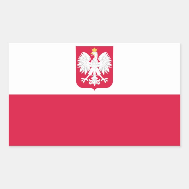 Sticker Rectangulaire Drapeau polonais/polonais (Devant)