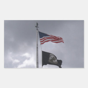 Sticker Rectangulaire Drapeau POW/MIA et américain