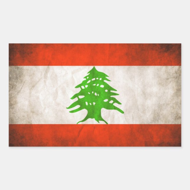 Sticker Rectangulaire Drapeau Quatre Grungy Lebanon (Devant)