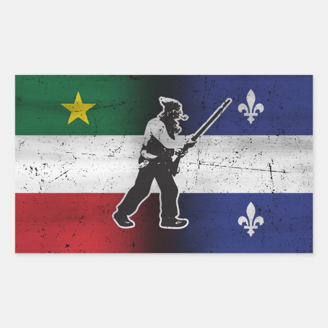 Sticker Rectangulaire Drapeau Québec et Patriote Henri Julien érodé (Devant)