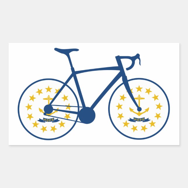 Sticker Rectangulaire Drapeau Rhode Island à vélo (Devant)