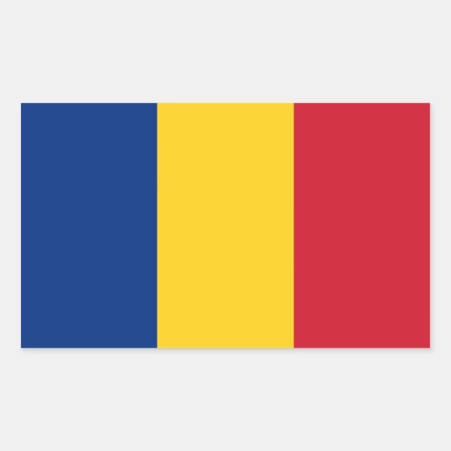 Sticker Rectangulaire Drapeau Roumanie/Roumanie (Devant)
