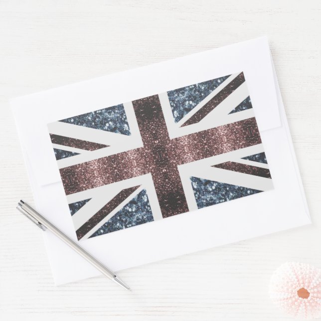 Sticker Rectangulaire Drapeau rustique UK rouge bleu étincelants parties (Enveloppe)