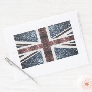 Sticker Rectangulaire Drapeau rustique UK rouge bleu étincelants parties