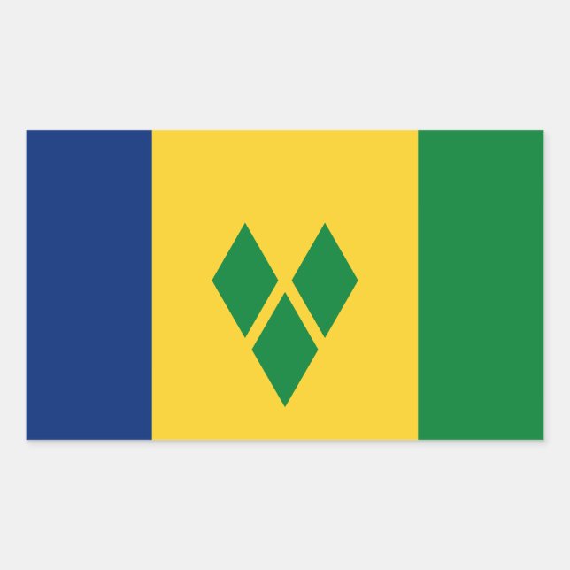 Sticker Rectangulaire Drapeau Saint-Vincent (Devant)