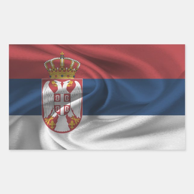 Sticker Rectangulaire Drapeau Serbie (Devant)
