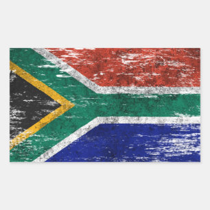 Sticker Rectangulaire Drapeau sud-africain soufflé et porté
