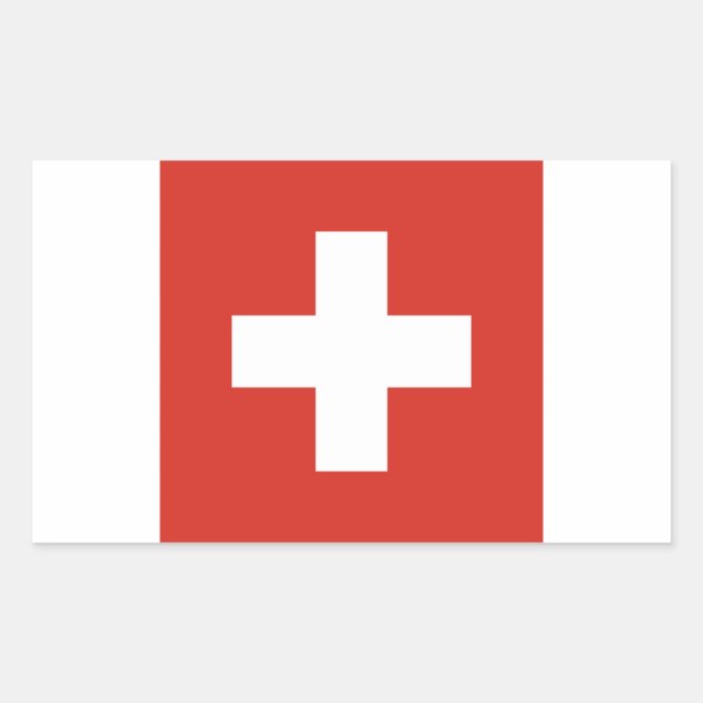 Sticker Rectangulaire Drapeau Suisse/Suisse (Devant)