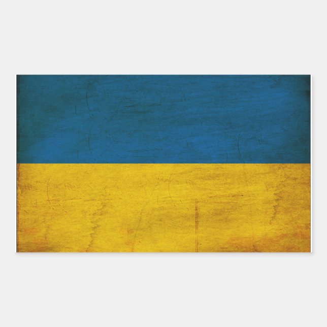 Sticker Rectangulaire Drapeau Ukraine (Devant)