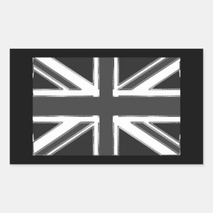 Sticker Rectangulaire Drapeau Union Jack du Royaume-Uni - Chrome
