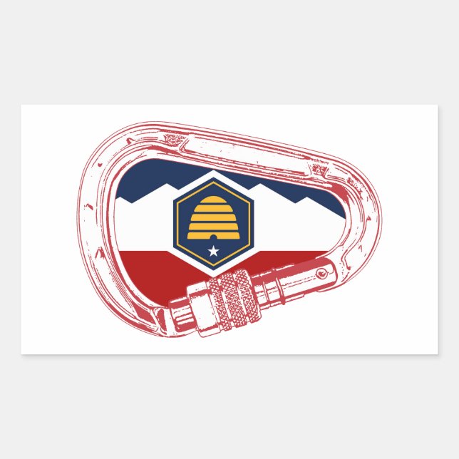 Sticker Rectangulaire Drapeau Utah Escalade carabiner (Devant)