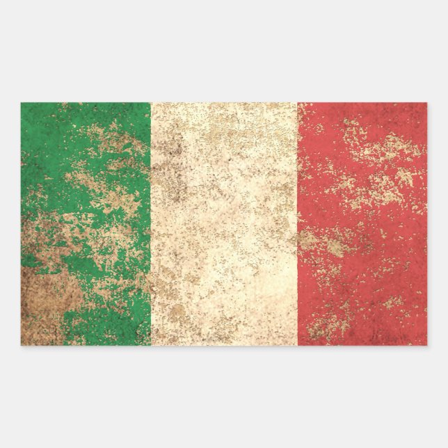 Sticker Rectangulaire Drapeau Vintage italien d'âge sévère (Devant)