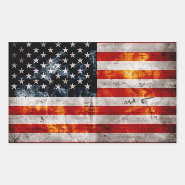 Sticker Rectangulaire Drapeau Vintage patiné (Devant)