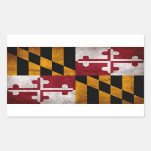 Sticker Rectangulaire Drapeau vintage patiné d'état du Maryland