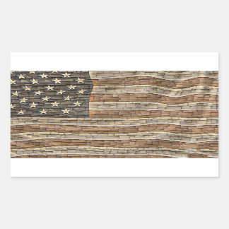 Sticker Rectangulaire Drapeau vintage Patriotique USA sur mur de pierre
