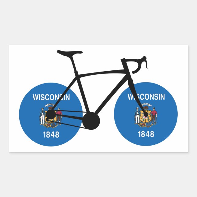 Sticker Rectangulaire Drapeau Wisconsin Cyclisme (Devant)