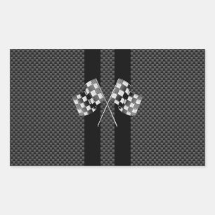 Sticker Rectangulaire Drapeaux de course Stripes dans un décor de fibre