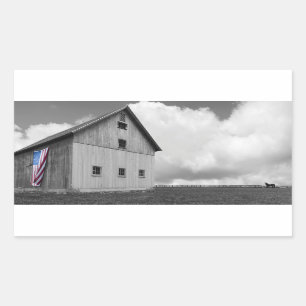 Sticker Rectangulaire Drapeaux de nos agriculteurs - Grange avec drapeau