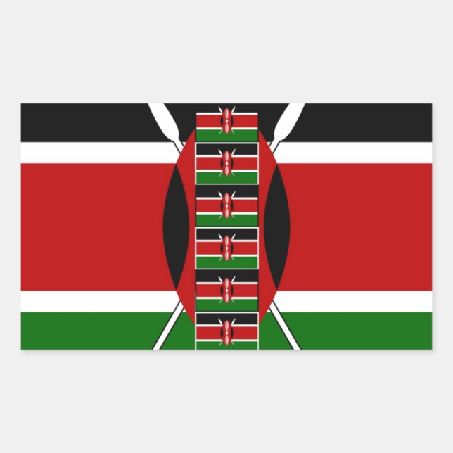 Sticker Rectangulaire Drapeaux miniers sans fil du Kenya Frames Art (Devant)