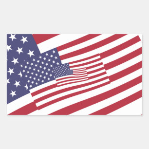 Sticker Rectangulaire Drapeaux USA imbriqués Étoiles et rayures