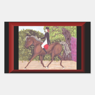 Sticker Rectangulaire Dressage Horse Anglais style équitation autocollan