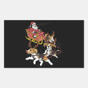 Sticker Rectangulaire Drôle Beagle chien cadeau de Noël pour Amoureux de