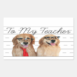 Sticker Rectangulaire Drôle Golden Retriever Appréciation de l'enseignan