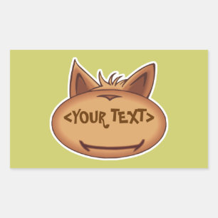Sticker Rectangulaire Drôle visage de chat,<YOUR TEXT>