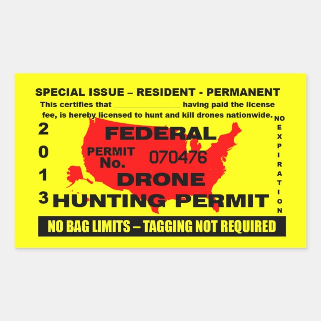 Sticker Rectangulaire Drone Hunting Permit (Devant)