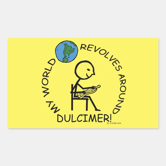Sticker Rectangulaire Dulcimer - Le Monde tourne autour d'un bâton recta (Devant)