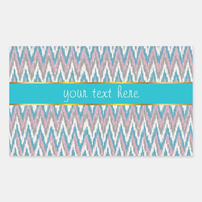 Sticker Rectangulaire Dusty rose et bleu iKat (Devant)