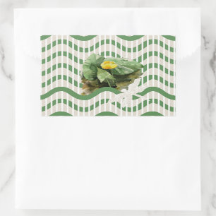 Sticker Rectangulaire Eau Lilies aquarelle rayée coulisse