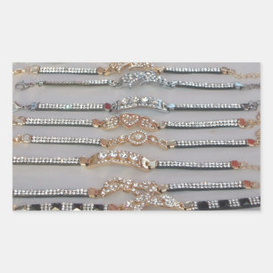 Sticker Rectangulaire Éblouissant Décoré Chaîne de Diamant Artwork Bijou