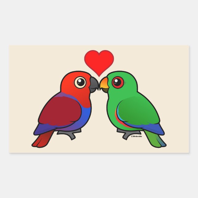 Sticker Rectangulaire Eclectus Parrots en amour (Devant)
