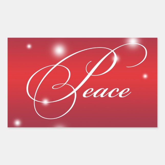 Sticker Rectangulaire Écriture ruban PEACE neige brillant rouge grand ét (Devant)