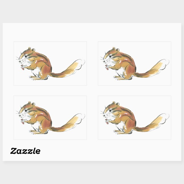 Sticker Rectangulaire Écureuil (Feuille)