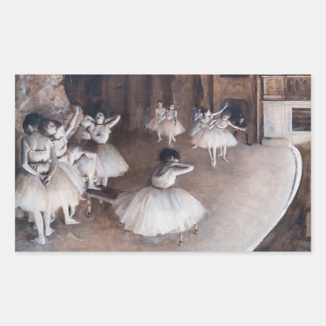 Sticker Rectangulaire Edgar Degas - Répétition de ballet sur scène (Devant)