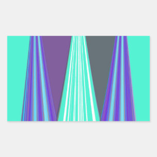Sticker Rectangulaire Edgy Blue Purple Cyan Chevron Art Imprimer