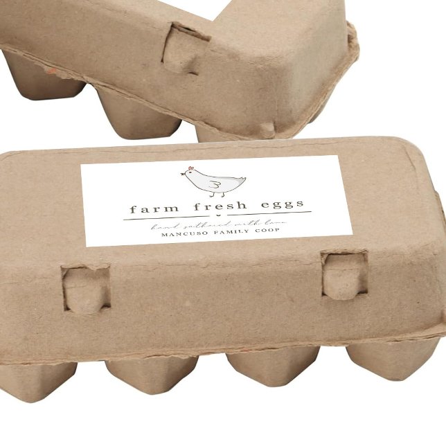Sticker Rectangulaire Egg Carton Label - Personalize for Farm or Coop (Créateur téléchargé)