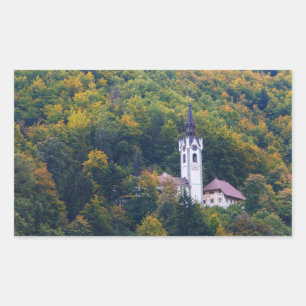 Sticker Rectangulaire Eglise dans une forêt tropicale en Slovénie