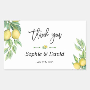 Sticker Rectangulaire Elégant Aquarelle Citron Mariage tropical