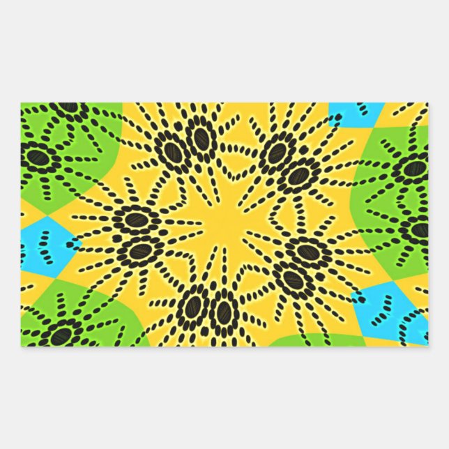 Sticker Rectangulaire Élégant Araignée d'inspiration africaine Motif tra (Devant)