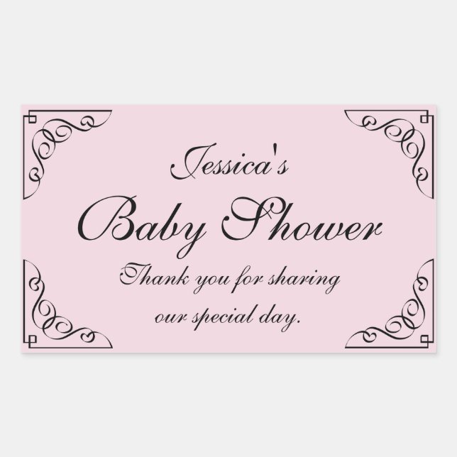 Sticker Rectangulaire Élégant baby shower tourbillonnant parti en faveur (Devant)