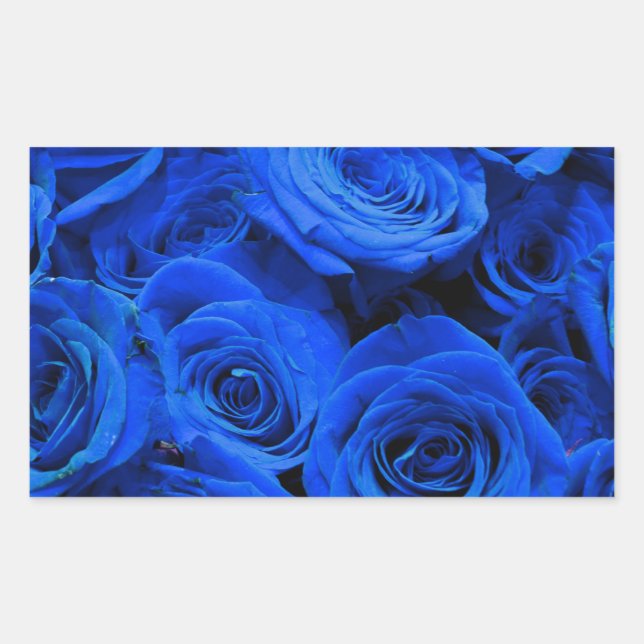 Sticker Rectangulaire Elégant bleu rose bleu fleurs bleu bleu bleu flora (Devant)