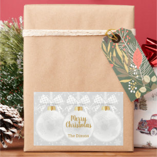 Sticker Rectangulaire Élégant flocon de neige Ornement blanc Noël