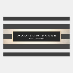 Sticker Rectangulaire Élégant Foil Noir rayé et FAUX Or